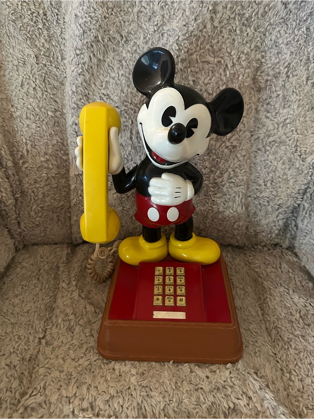 Mickey Mouse Novelty Yellow & Red Retro Telephone - Classic Character Design